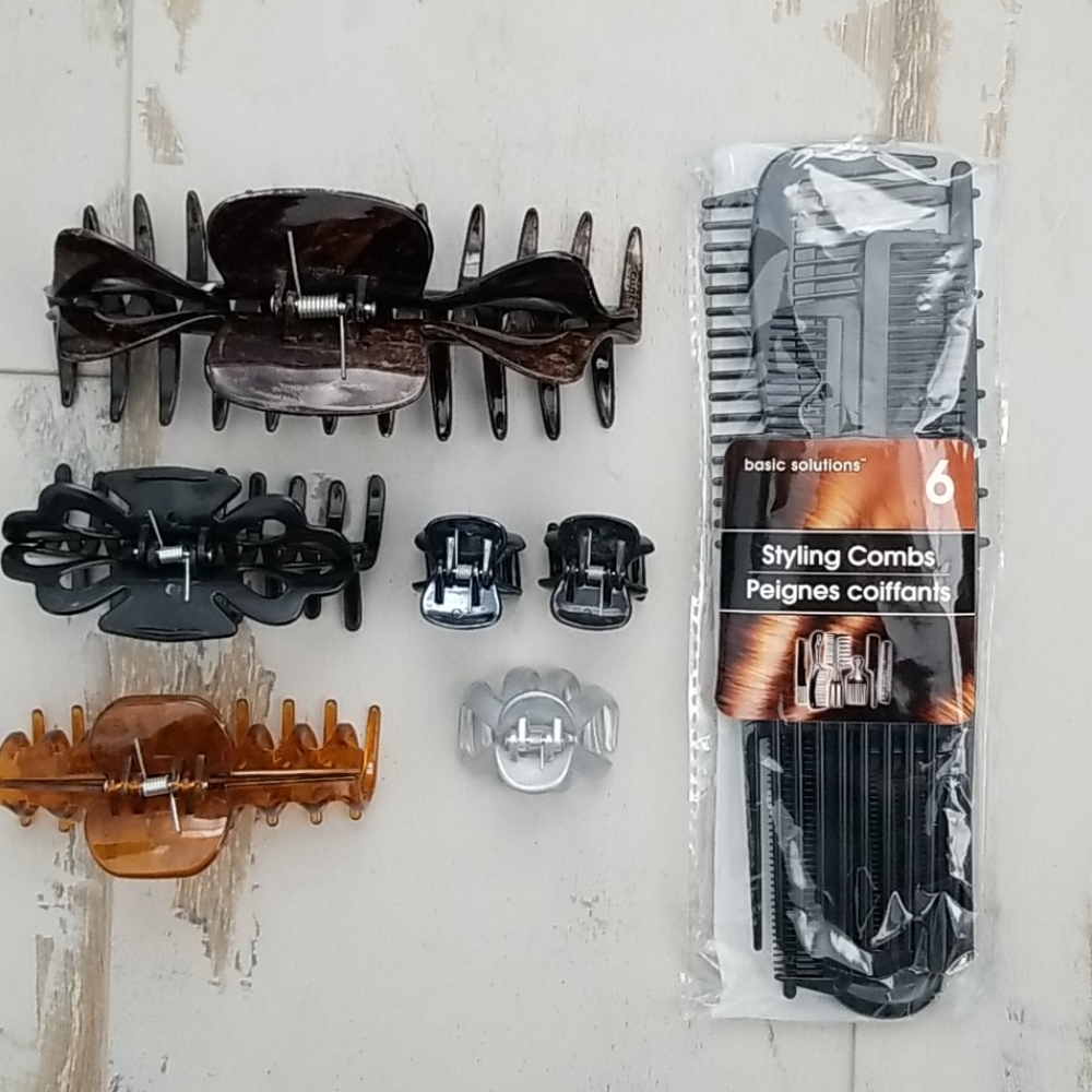 Lot / bundle of hair clips and tools